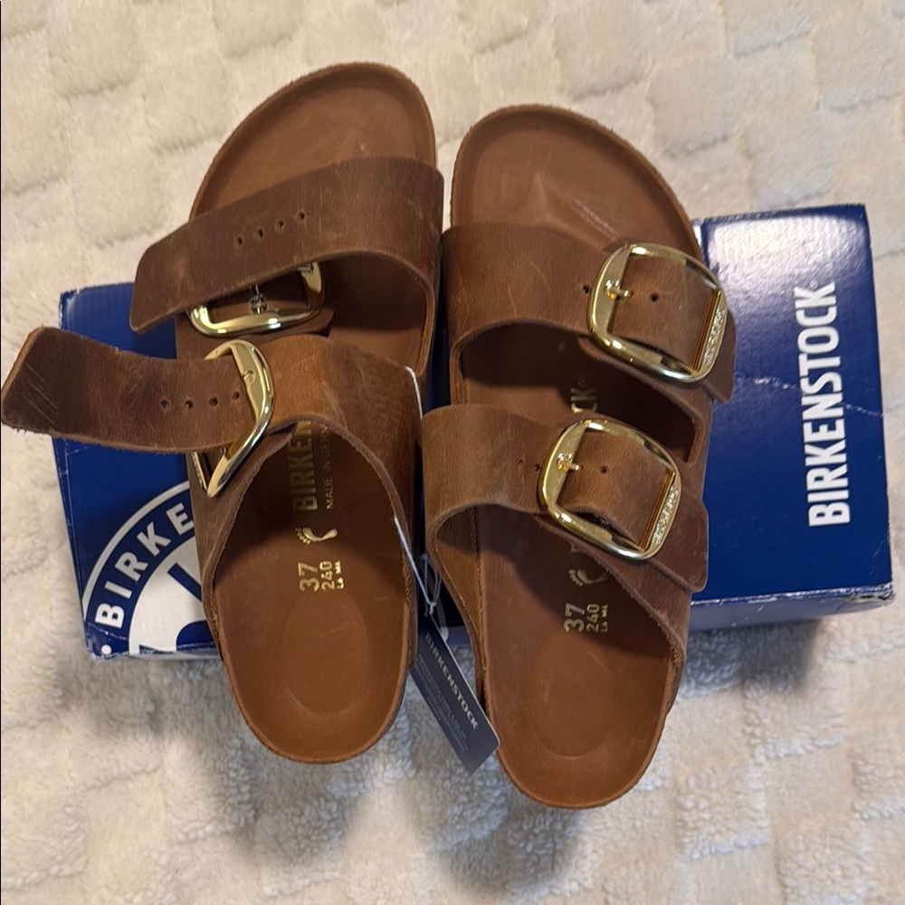 Big Buckle Birkenstock Brown Sandals